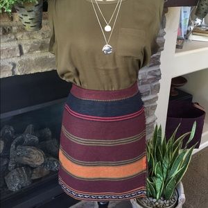 LOFT Blanket Wrap Fringe Mini Skirt